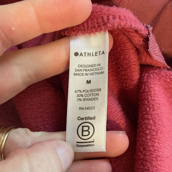 Athleta Dusty Rose Cozy Karma Side Zip Funnel Neck Sweatshirt Size Medium - Picture 8 of 9